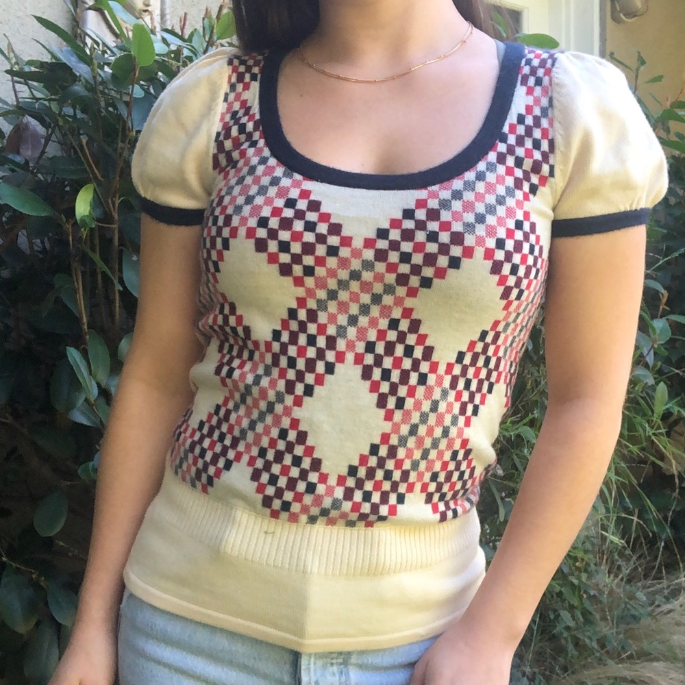 Juicy Couture Wool Geo Print Sweater Top